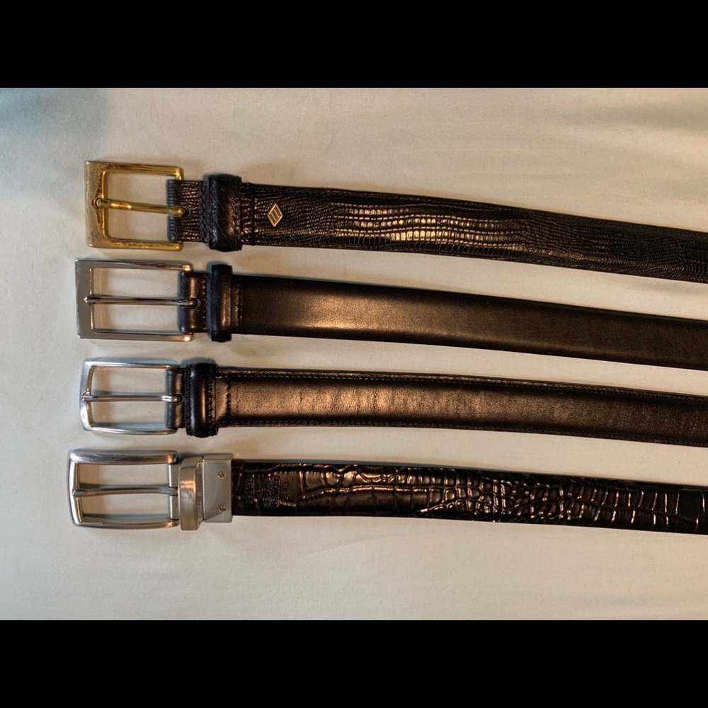 4 men’s 42 in black leather belts Abboud Talbott